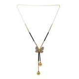 Beautiful Designer Butterfly  Pendant With Crsytal Stones and Golden Pearls