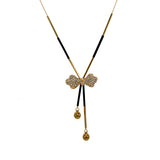 Beautiful Designer Bow Pendant With Crystal Stones and Golden Pearls