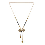 Beautiful Designer Bow Pendant With Crystal Stones and Golden Pearls