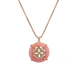 Beautiful Designer Pink  Pendant With Crsytal Stone Flowers