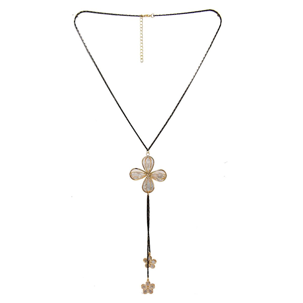 Beautiful Designer Flower Pendant With White Crystal Stones