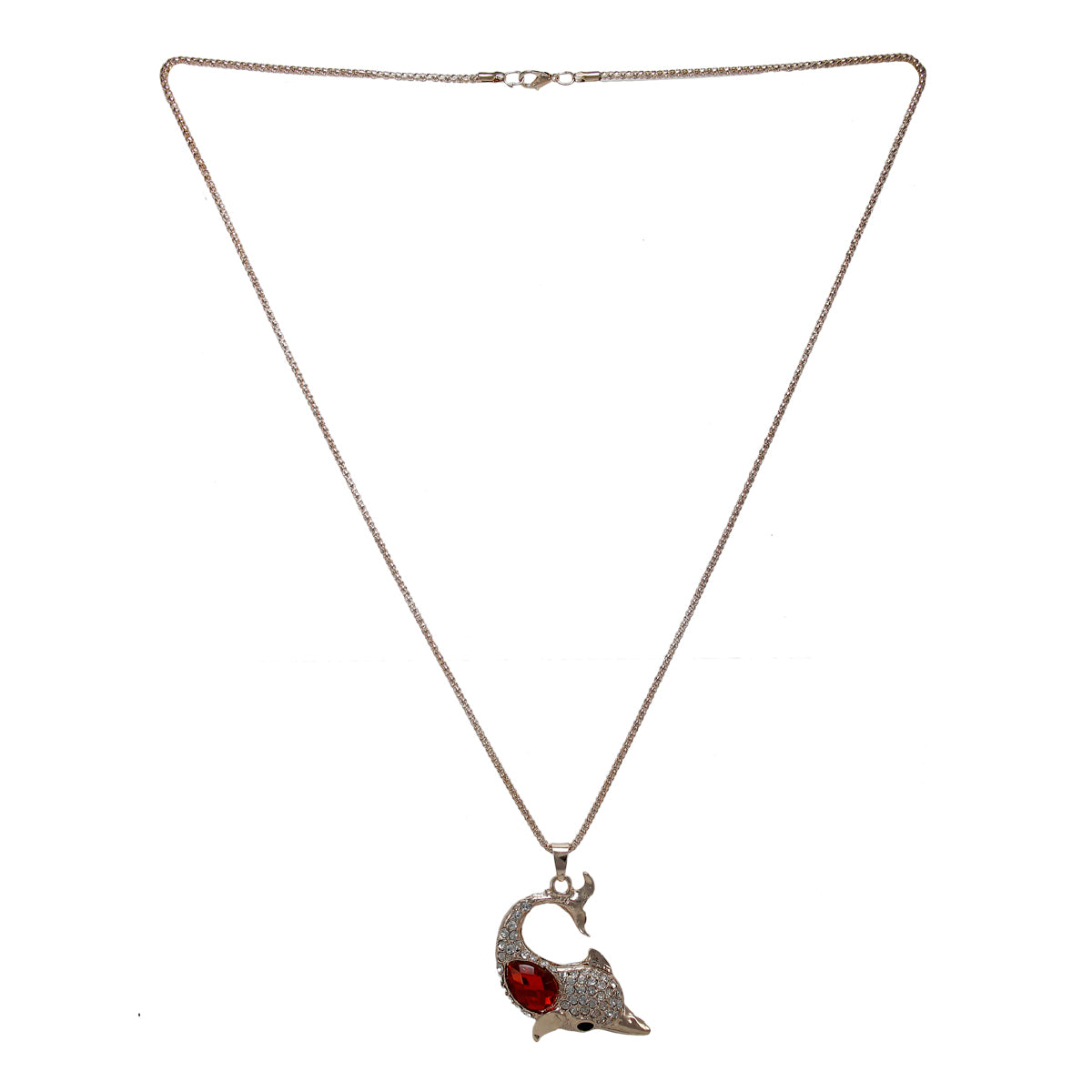 Latest Dolphin Pendant With Red and white White Crystal Stones