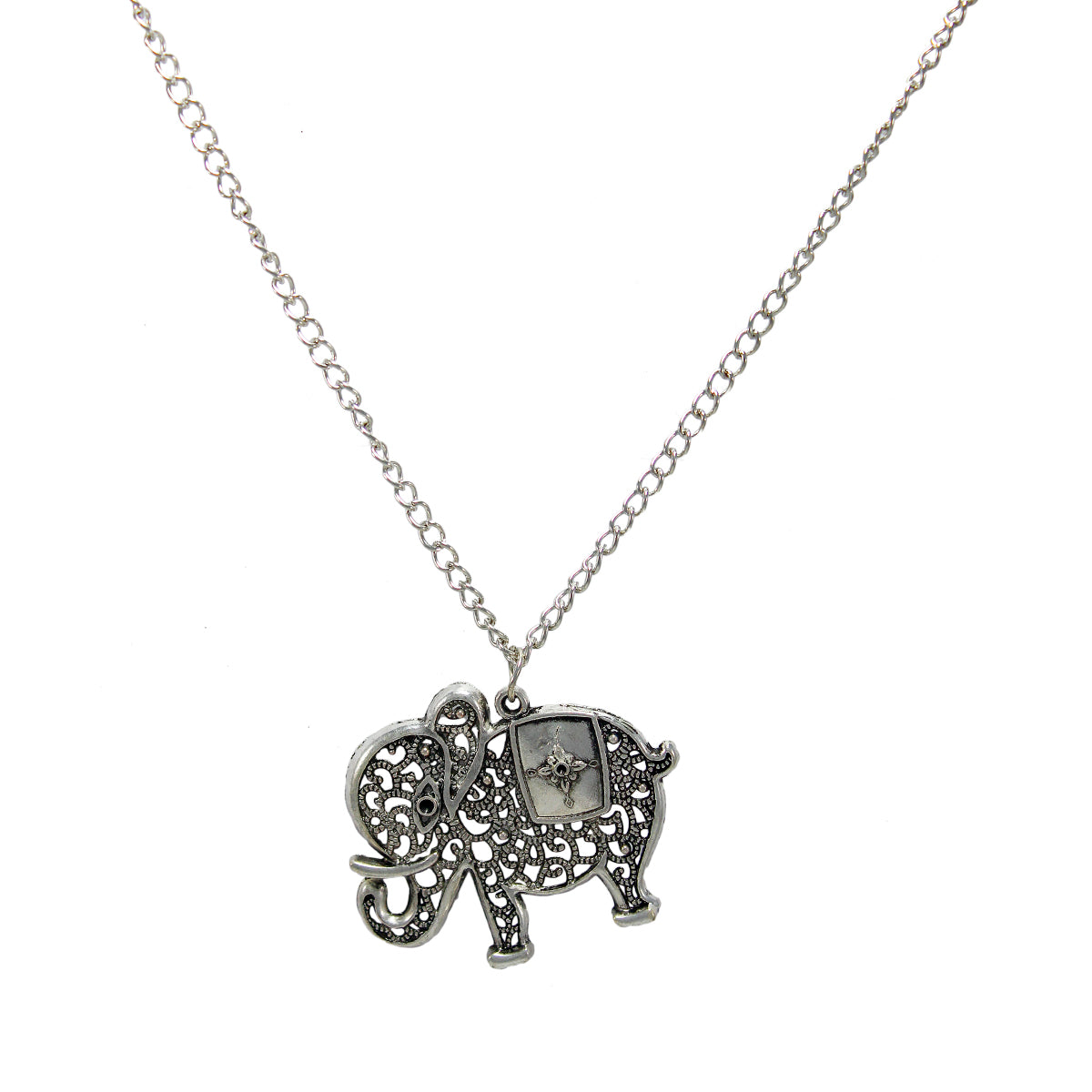 Beautiful Designer Silver Elephant Pendant with Floral Work