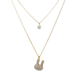 Beautiful Designer Golden Bunny Pendant with White Crystals