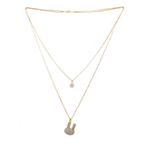 Beautiful Designer Golden Bunny Pendant with White Crystals
