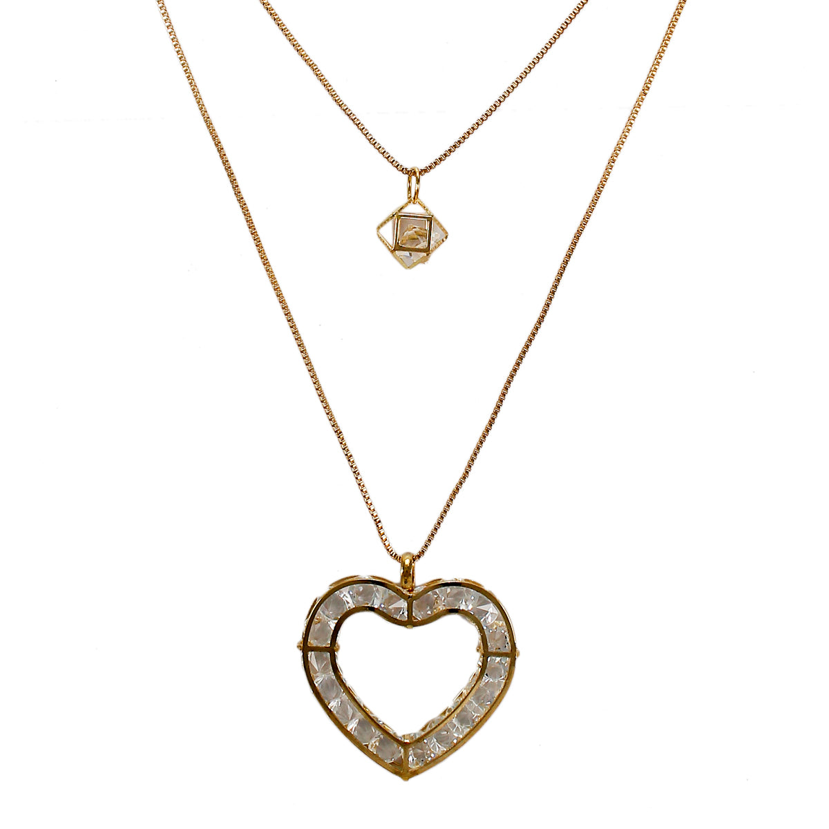 Latest White Heart Pendant with White Crystal Stones