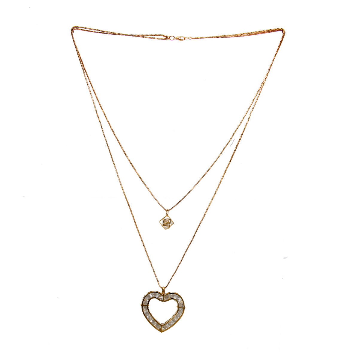 Latest White Heart Pendant with White Crystal Stones