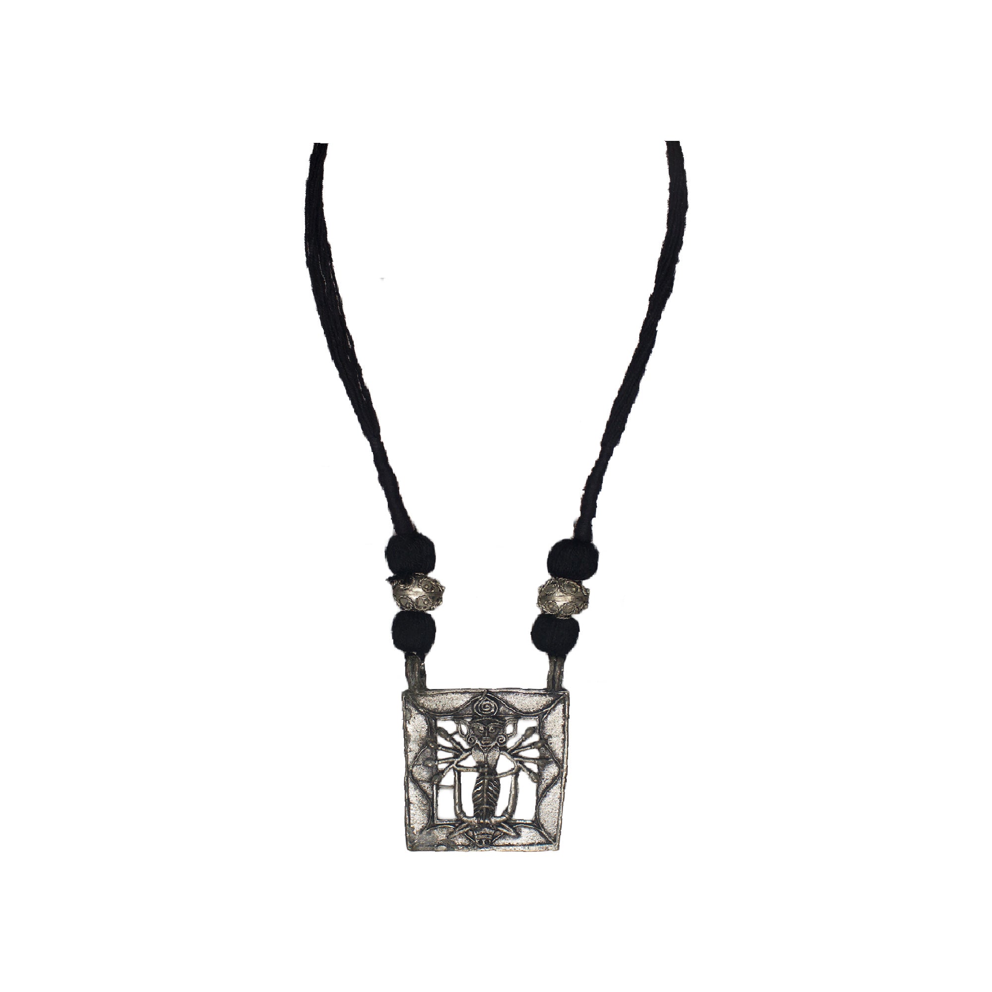 Abhinn Oxidized German Silver Goddess Durga Pendant
