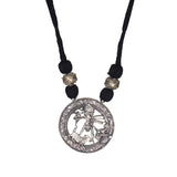 Oxidized German Silver Goddess Durga Round Pendant For Women
