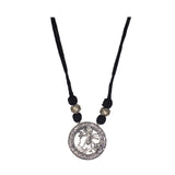 Abhinn Oxidized German Silver Goddess Durga Round Pendant For Women