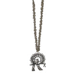 Abhinn Silver Oxidised Ethnic Temple Design Krishna Flute Pendant For Women