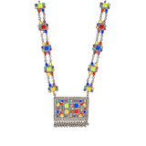 Abhinn Afghani Silver Oxidised Geometrical Multi Color Pendant Set For Women