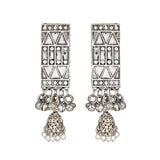 Abhinn Silver Oxidised Temple Design With Hanging Silver Beads Pendant Set For Women