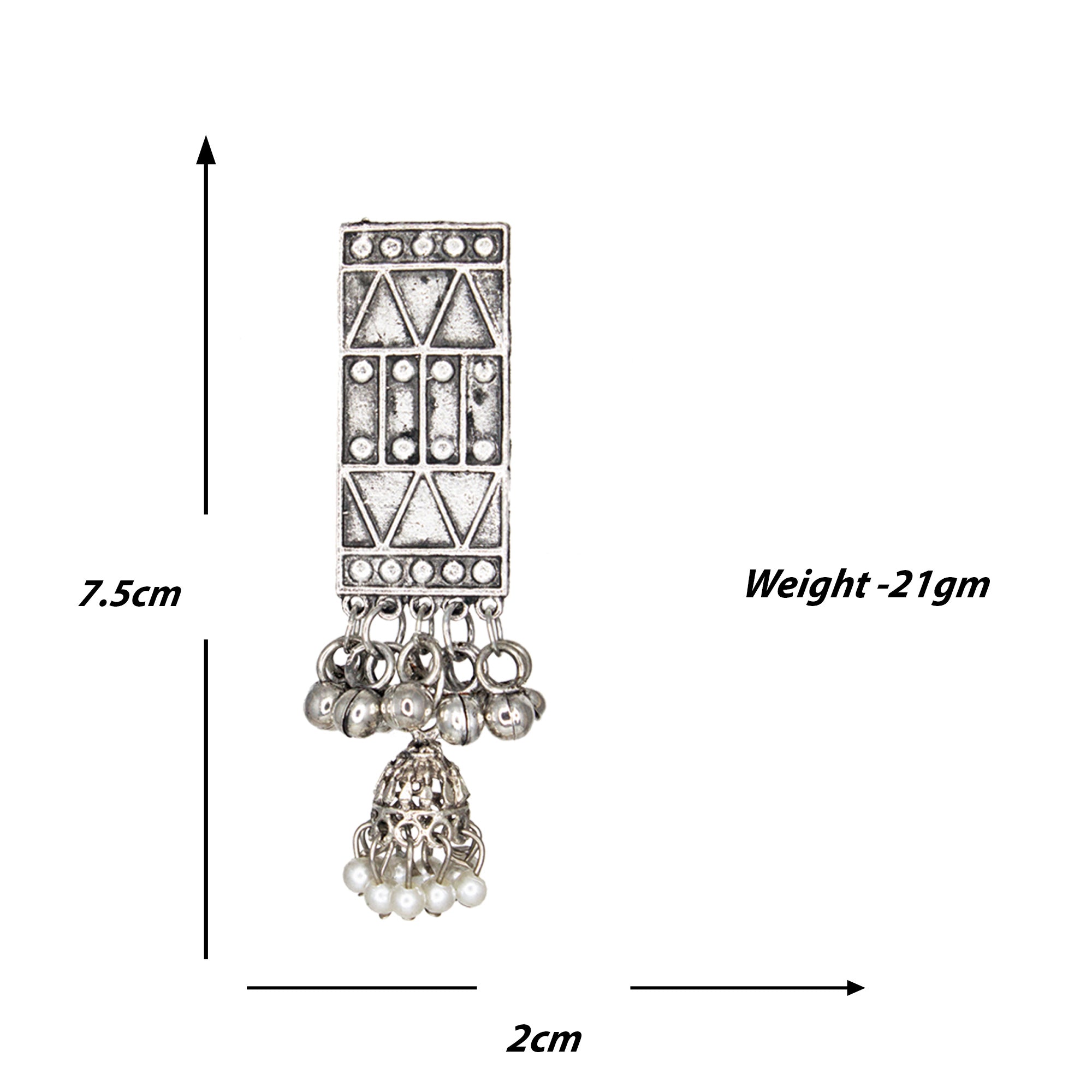 Abhinn Silver Oxidised Temple Design With Hanging Silver Beads Pendant Set For Women