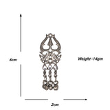 Abhinn Silver Oxidised Trishul Design With White CZ Stones Pendant Set For Women