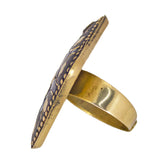 Abhinn Handmade Tibetan Gold Plated White Floral Adjustable Rings For Women