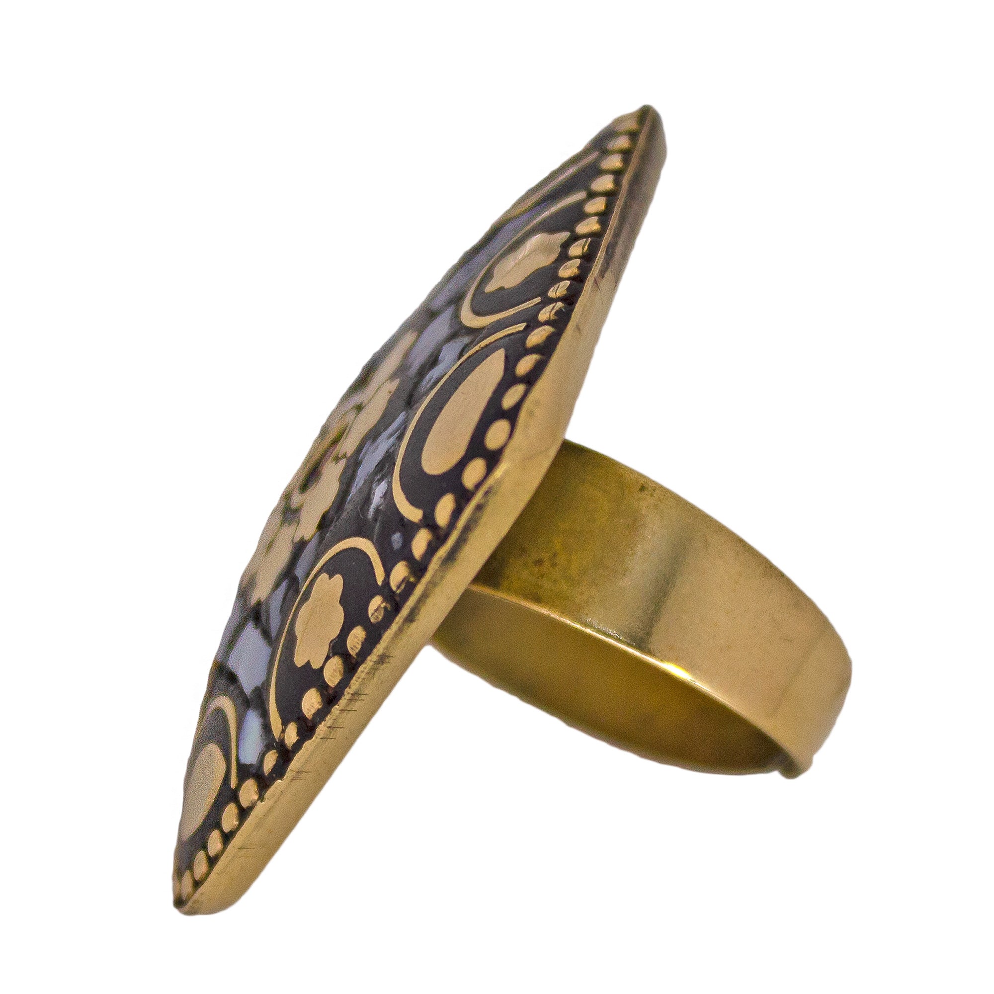 Abhinn Handmade Stylish Tibetan Gold Plated Floral Adjustable Rings For Women
