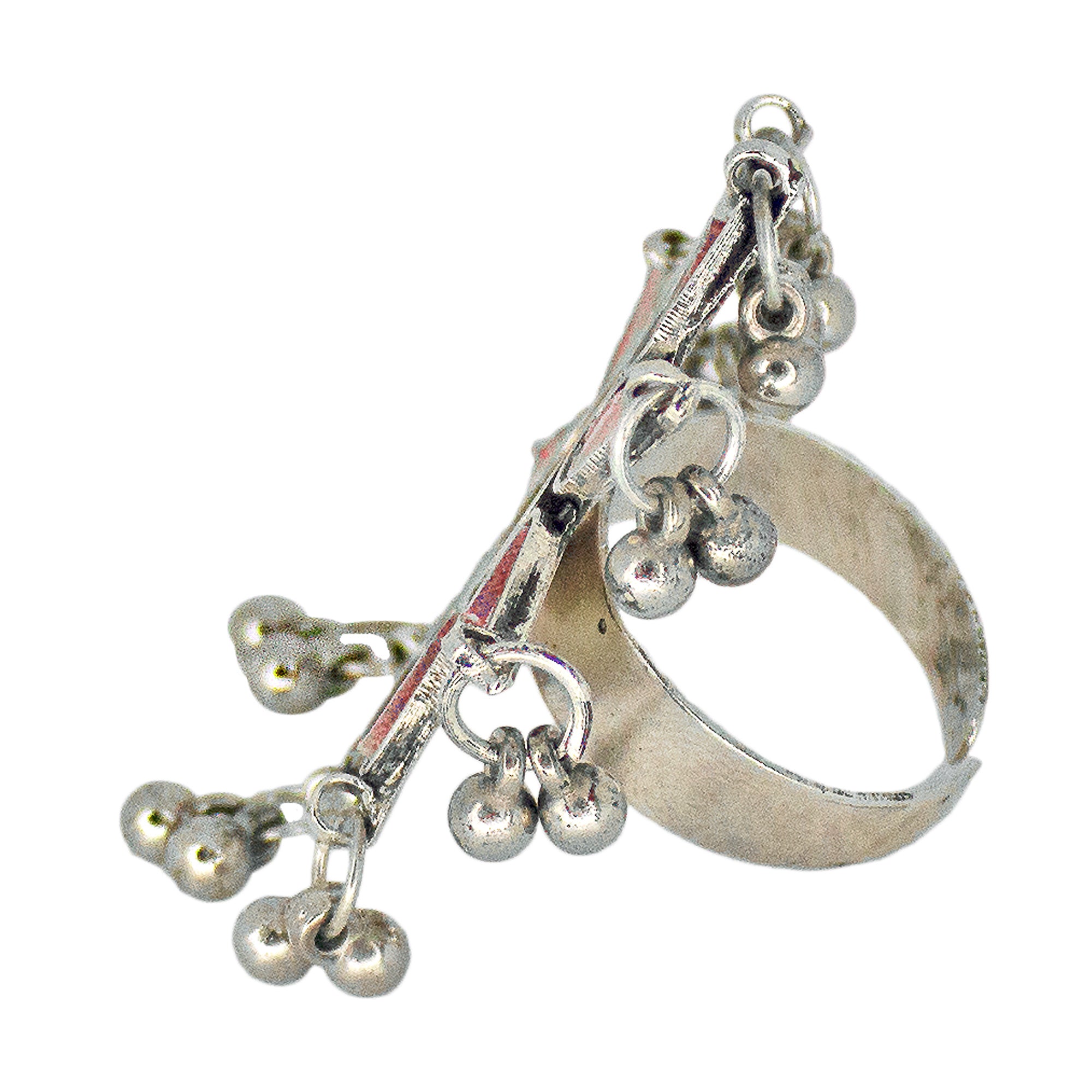 Abhinn Antique Silver Oxidised Floral Red-Yellow Color Glass Premium Rings For Women