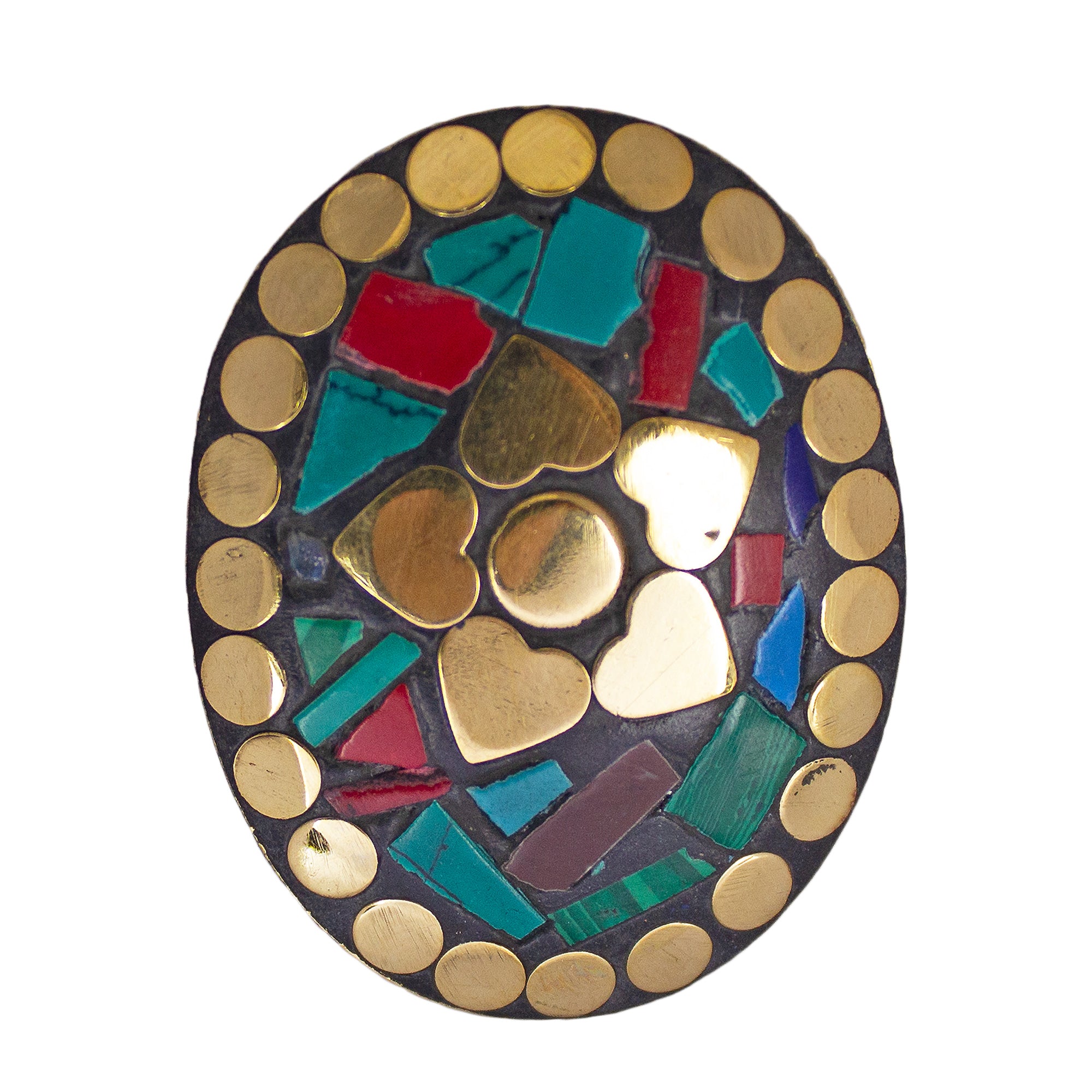 Abhinn Handmade Tibetan Gold Plated Designer Multi Color Oval Adjustable Rings For Women