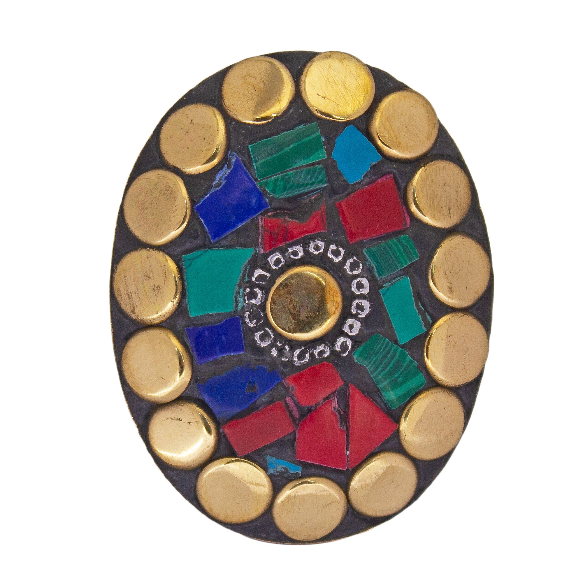 AbhinnHandmade Tibetan Gold Plated Multi Color Oval Adjustable Ring For Women