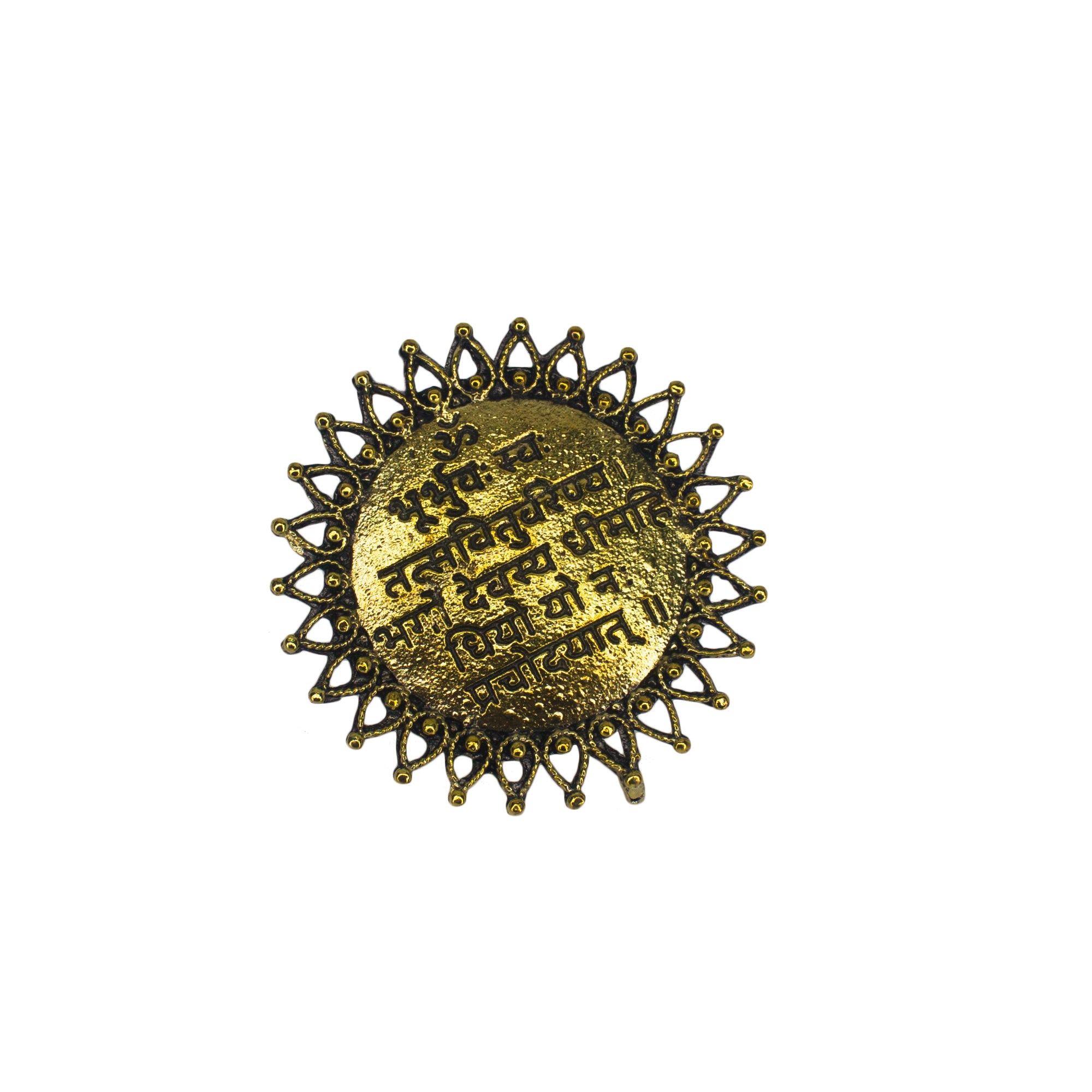 Abhinn Oxidised Gayatri Mantra Design Sun Shaped Ring For Women