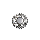 Abhinn Silver Oxidised Floral Design Ring With Mirror For Women
