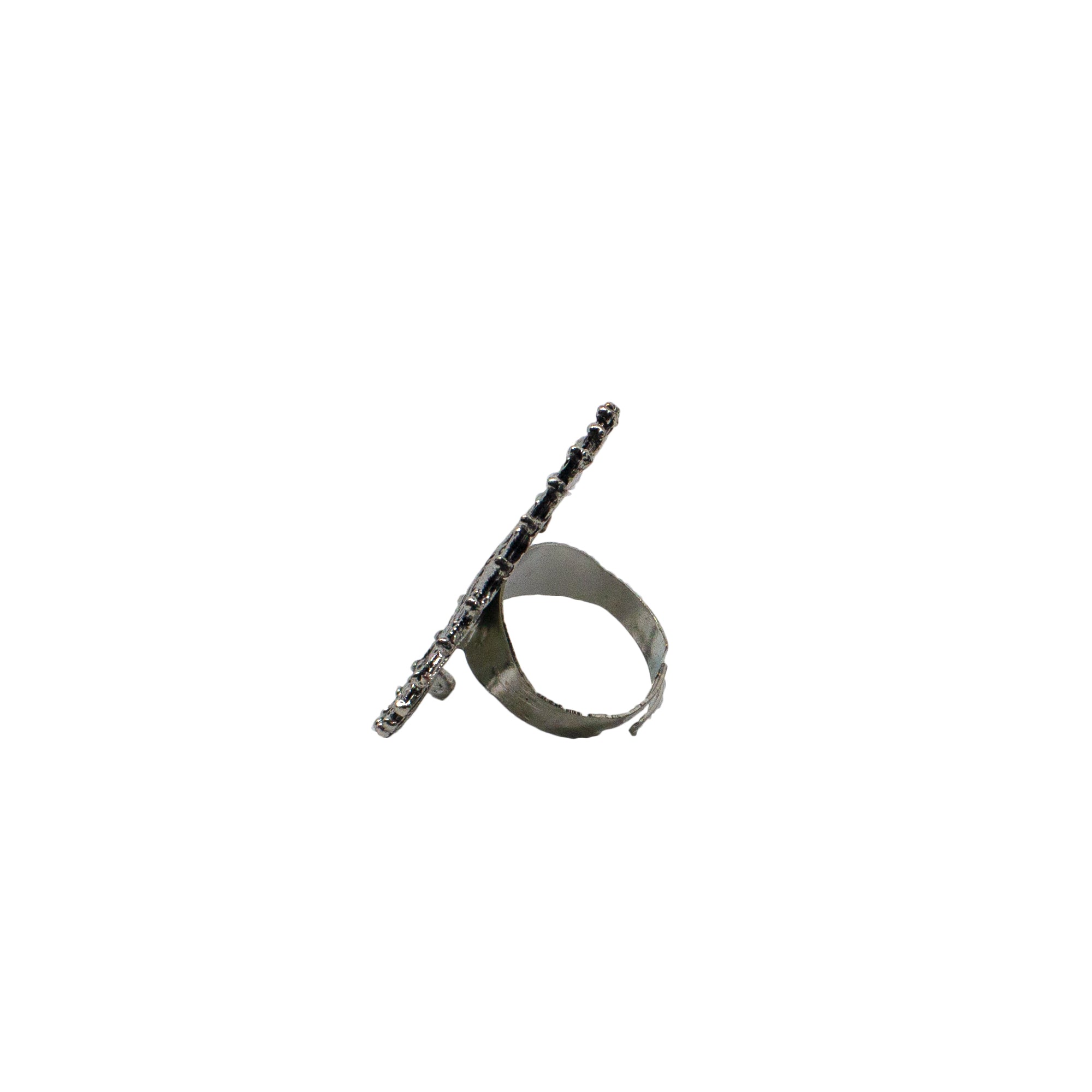 Abhinn Silver Oxidised Gayathri Mantra Design Sun Shaped Ring For Women