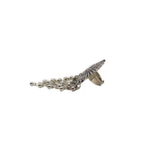 Abhinn Silver Oxidised Tribal Design Ring With Hanging Silver Beads For Women