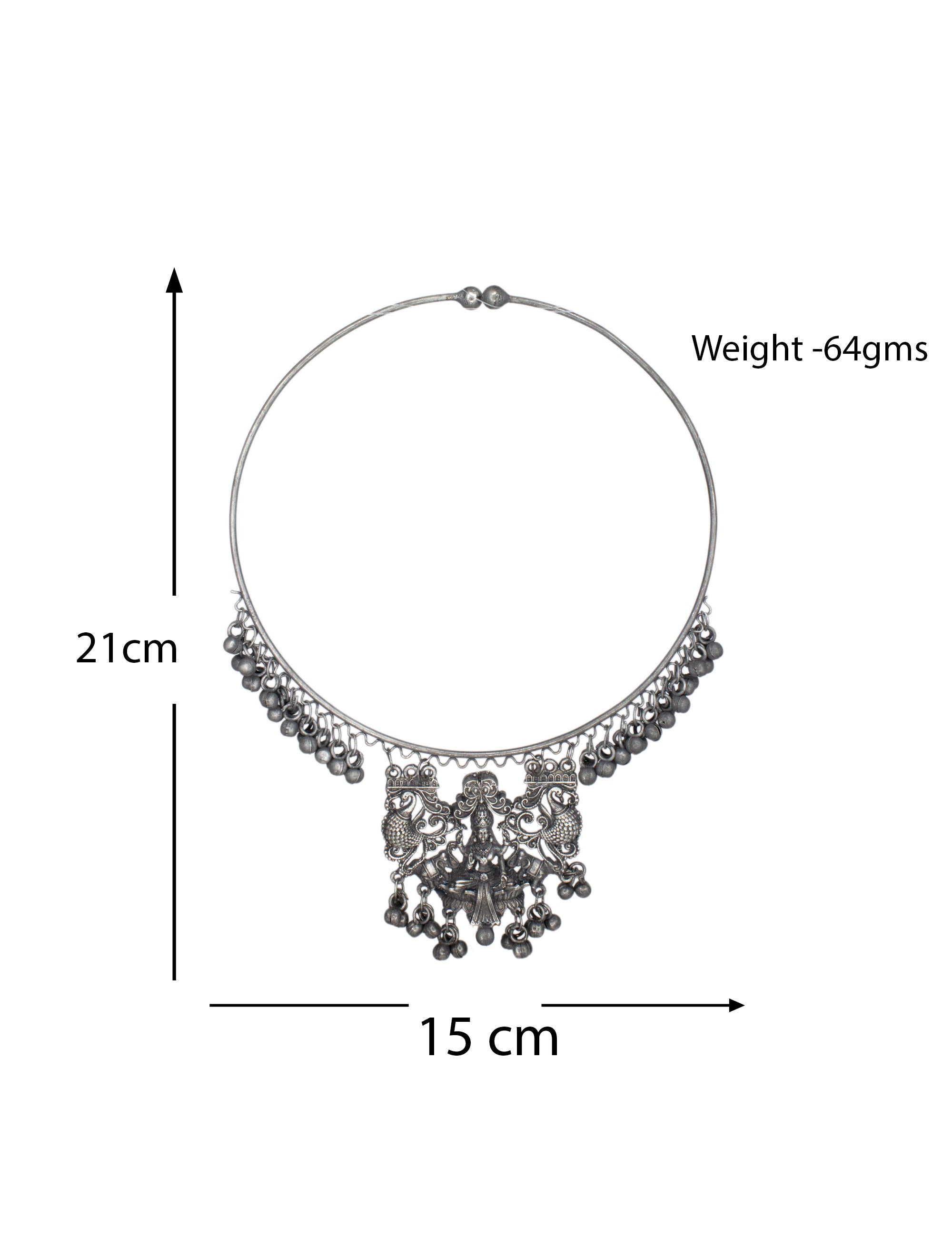 Black Oxidised Silver Goddess Lakshmi Hasli Necklace Sets for Women