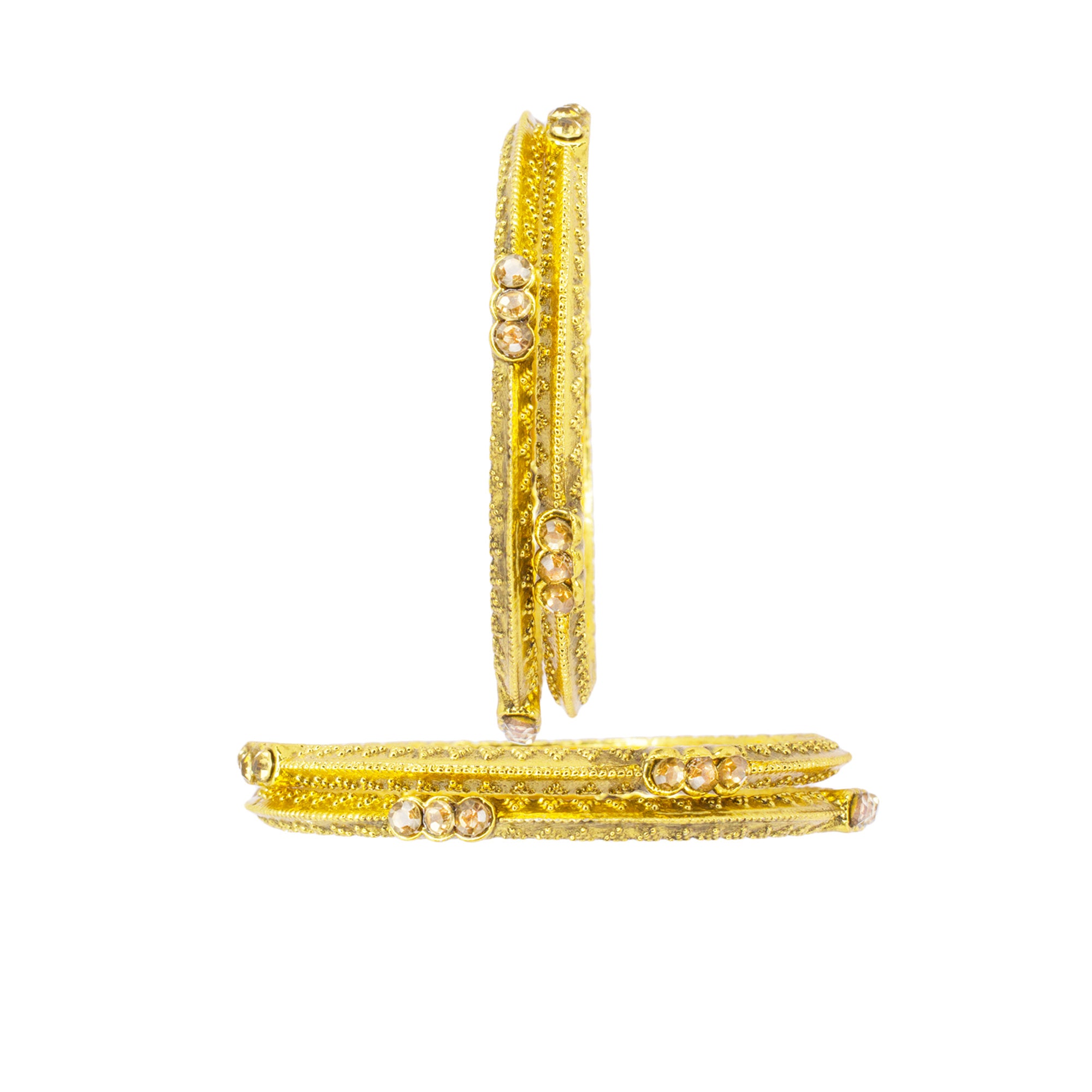 Abhinn Gold Plated Bangle Set With Golden Stones For Women