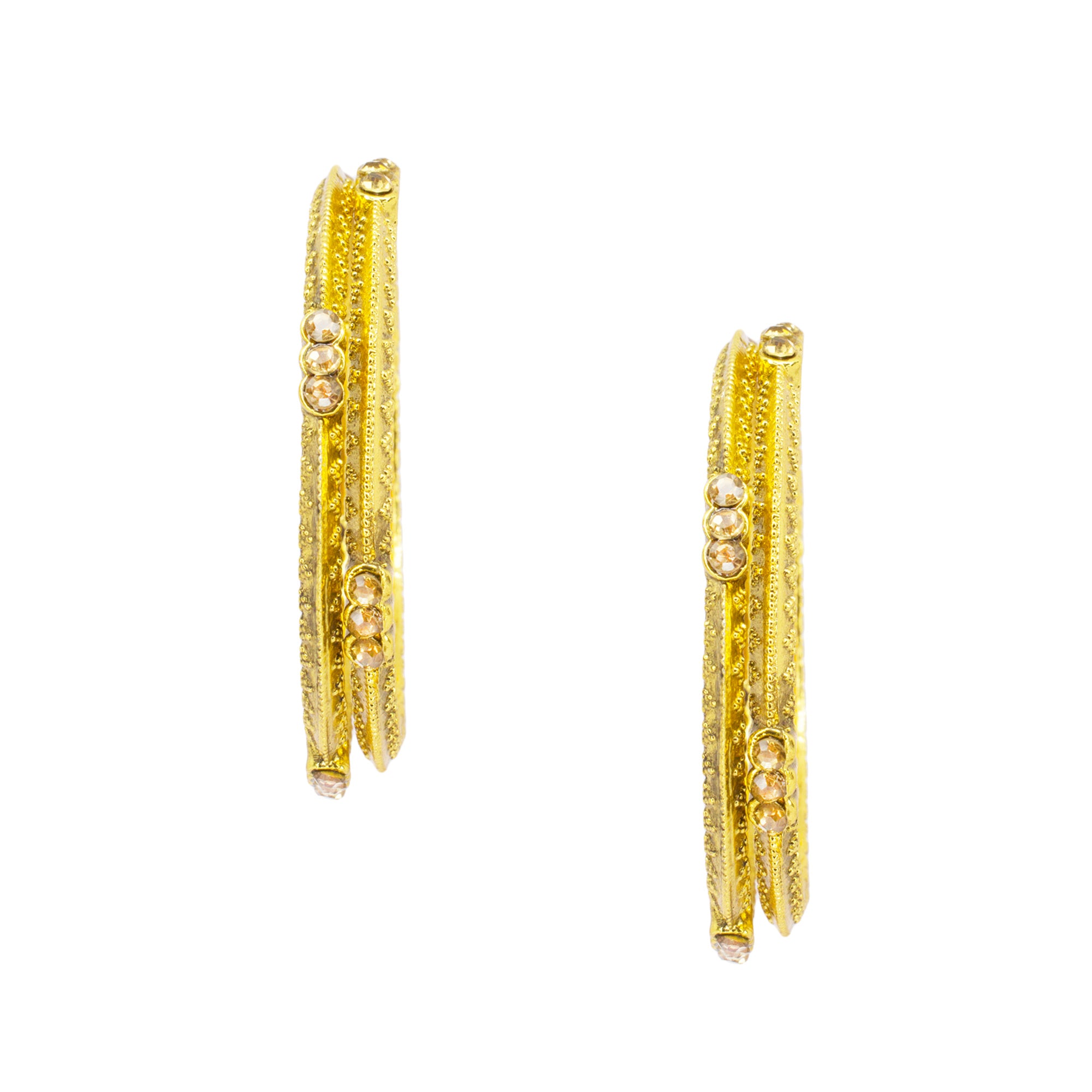 Abhinn Gold Plated Bangle Set With Golden Stones For Women