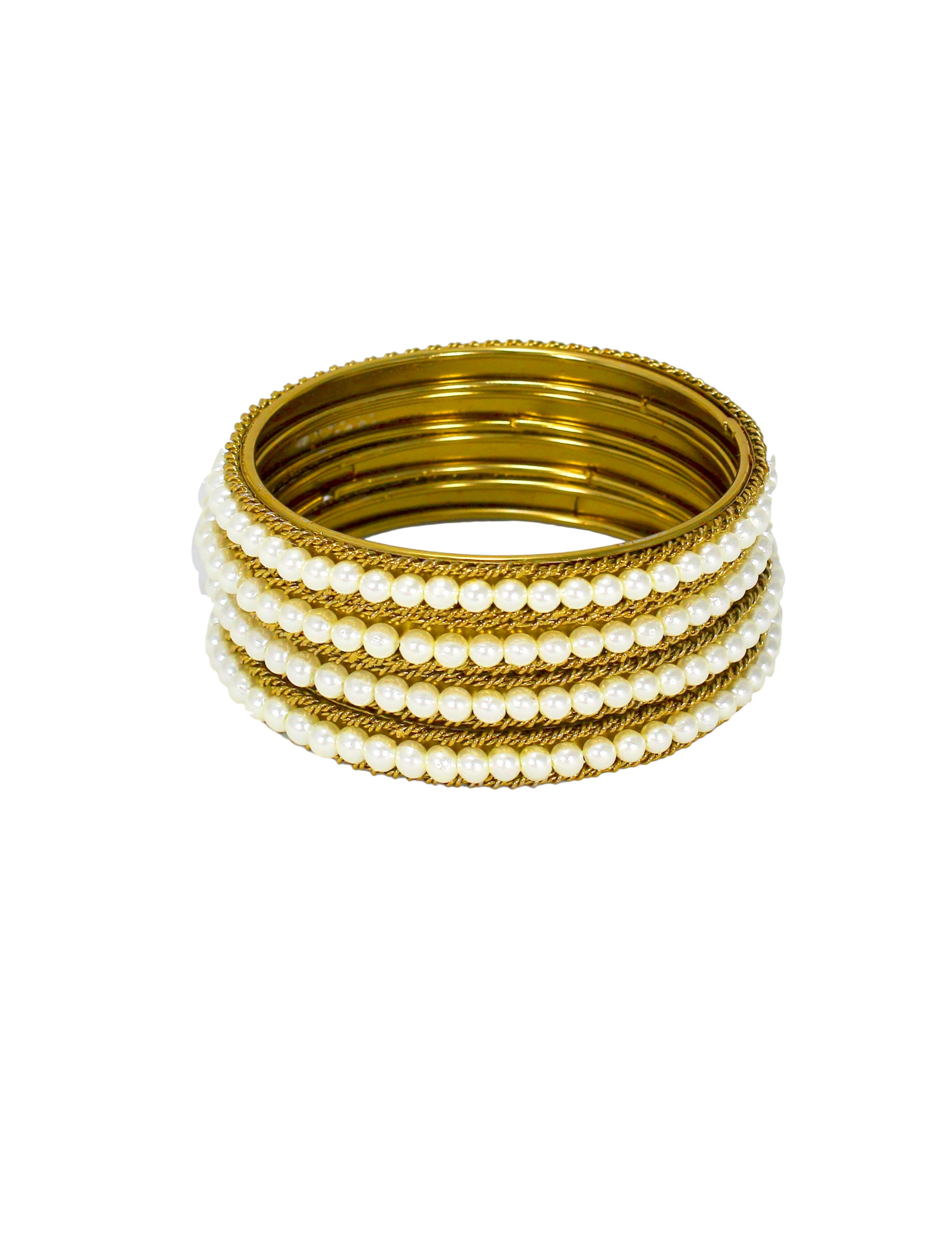 Abhinn Beautiful Golden Plated Bangles Set with Spiral Net Design For Women