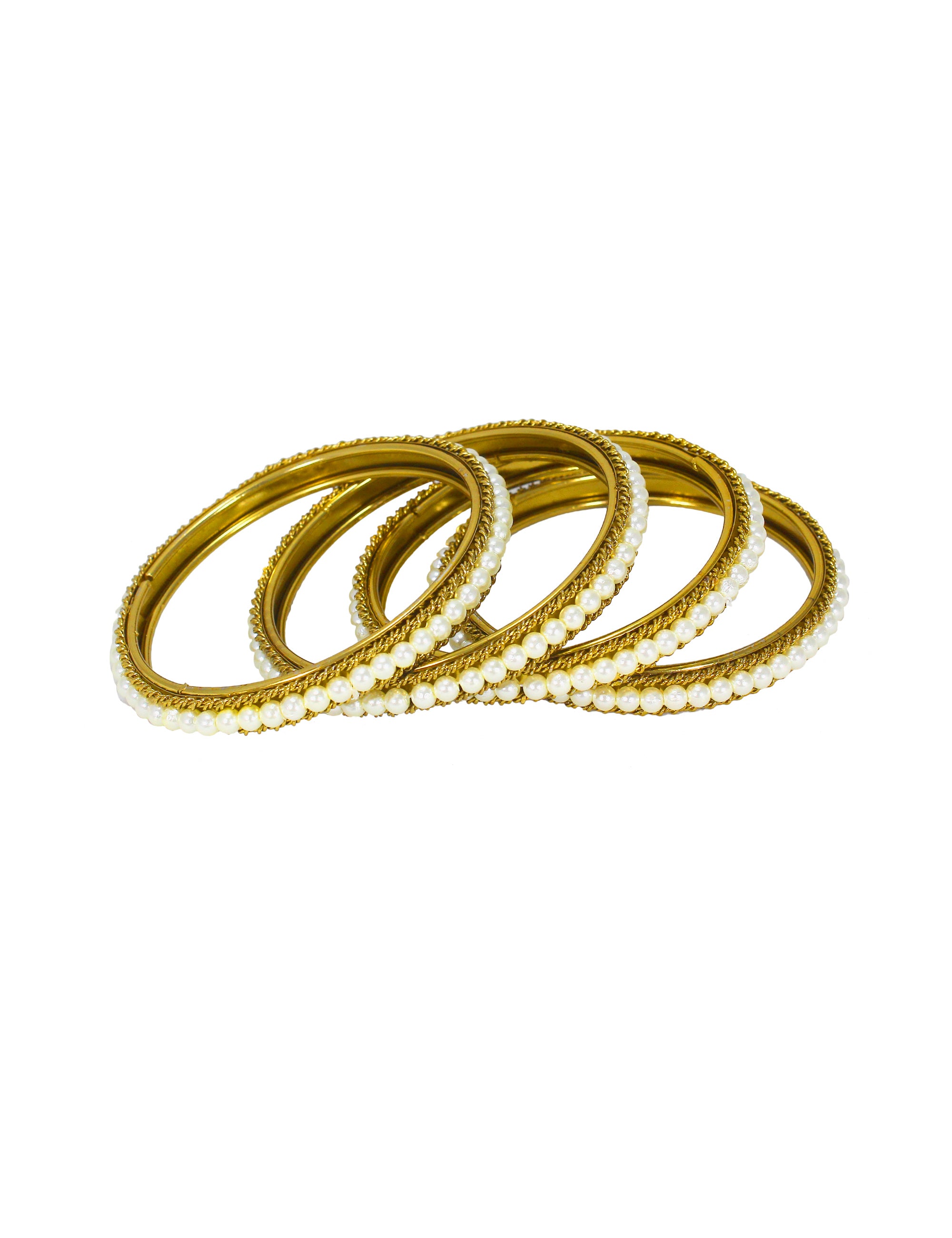 Abhinn Beautiful Golden Plated Bangles Set with Spiral Net Design For Women