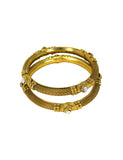 Latest Royal Golden Plated Bangles Set with Crystal Stones and Jali Design