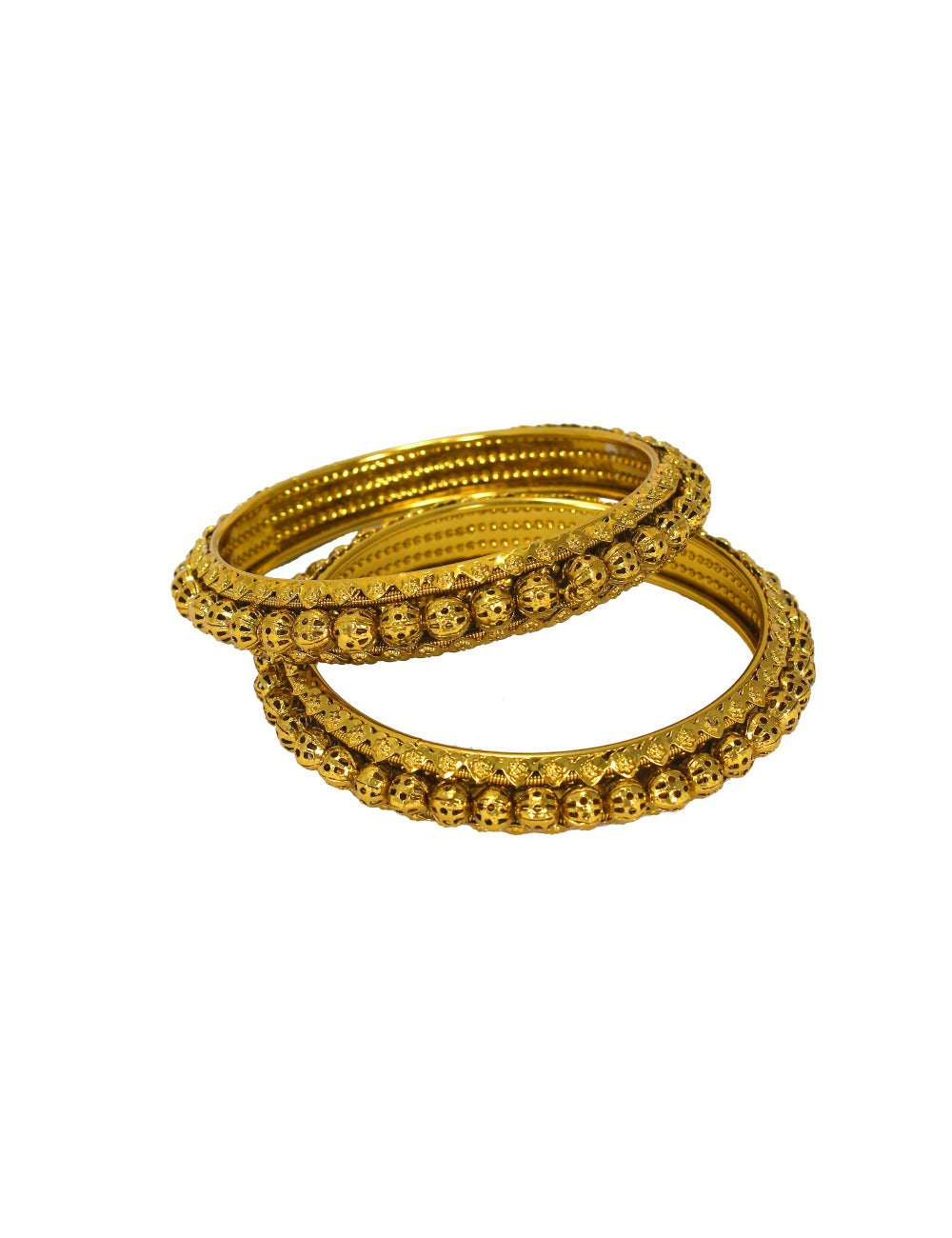 Beautiful Latest Royal Golden Plated Laddo Moti Round Bangles Set