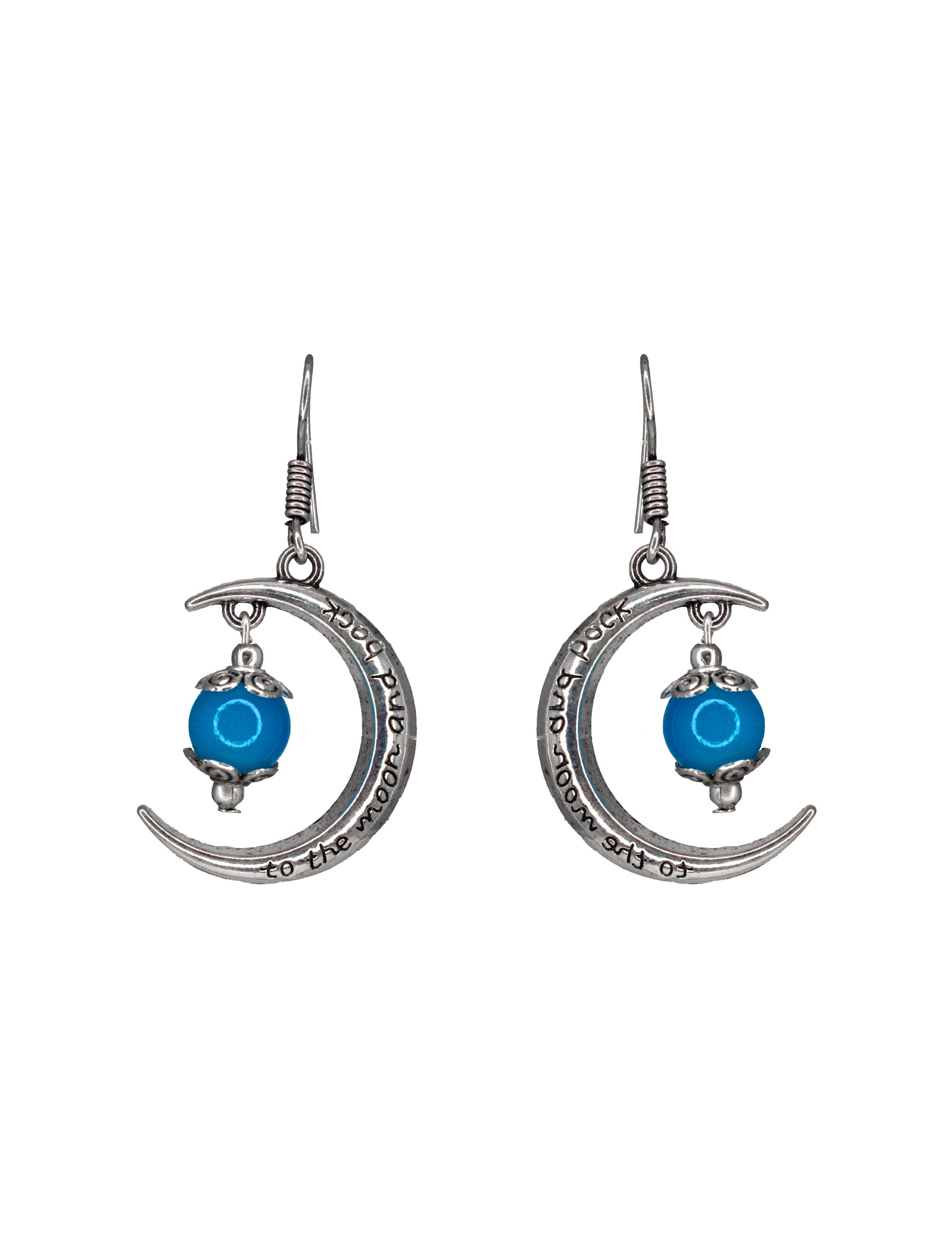 Abhinn Unique Silver Moon Shaped Sky Blue Dangler Earrings For Women