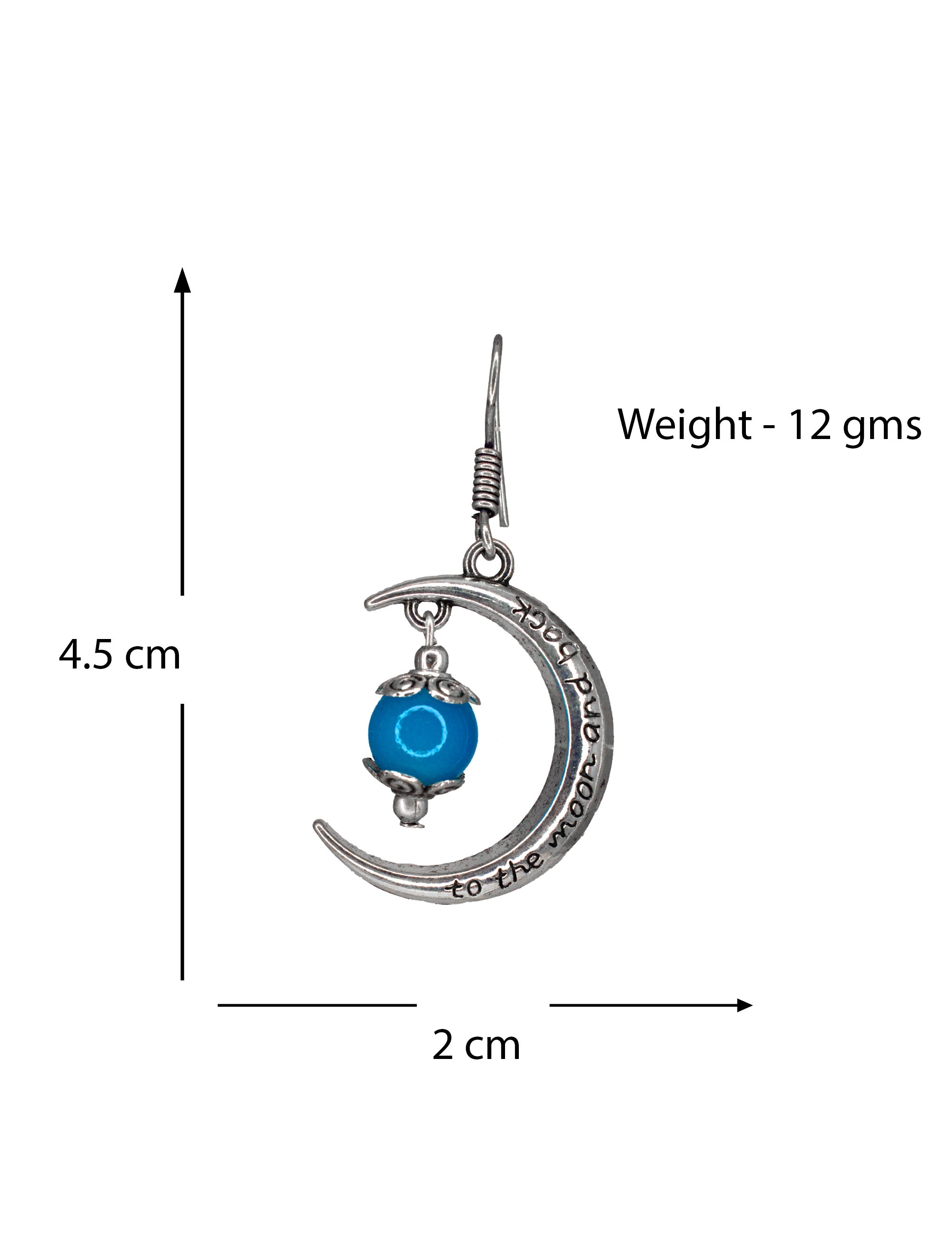 Abhinn Unique Silver Moon Shaped Sky Blue Dangler Earrings For Women