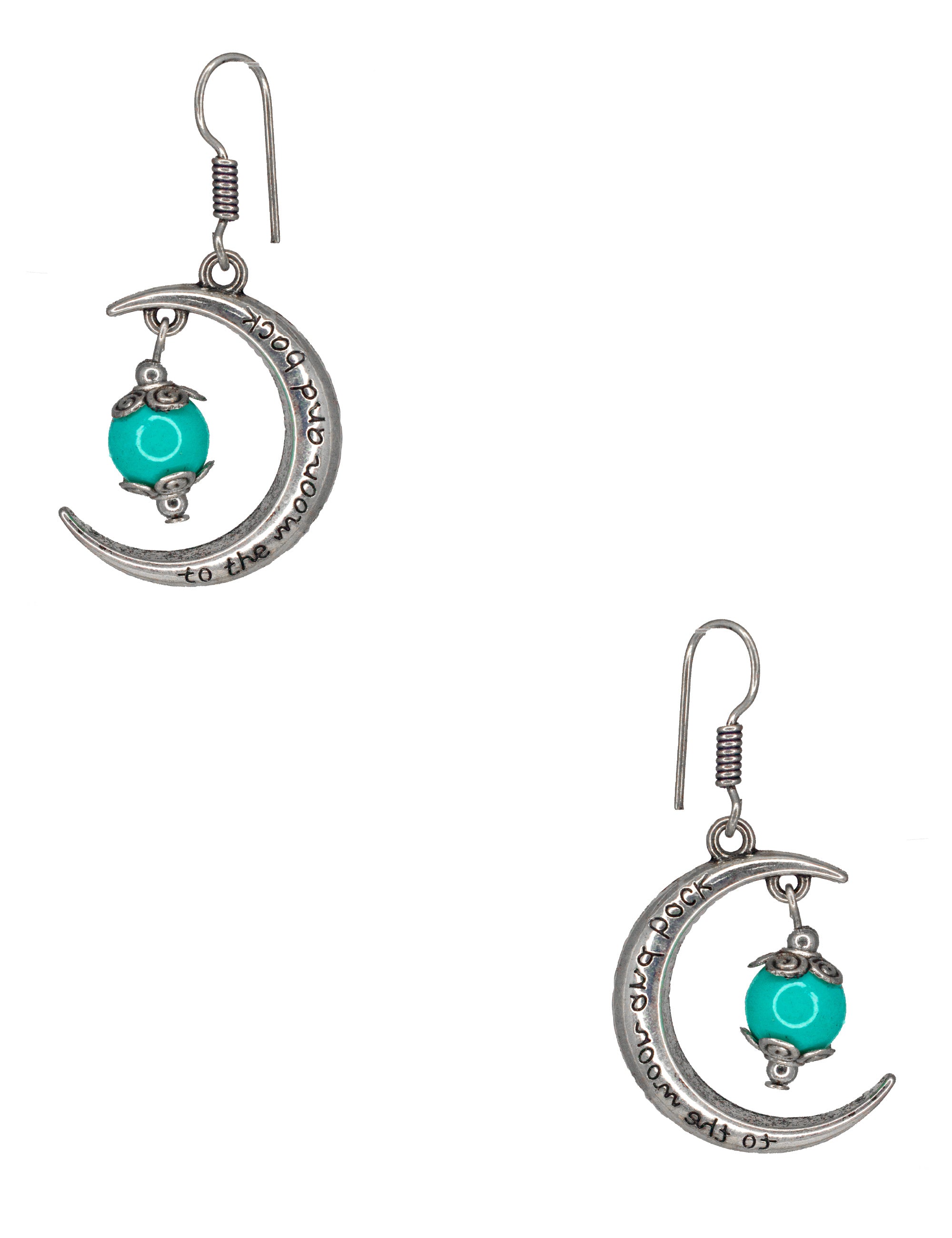 Abhinn Unique Silver Moon Shaped Green Dangler Earrings For Women