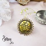 Abhinn Oxidised Gayatri Mantra Design Sun Shaped Ring For Women